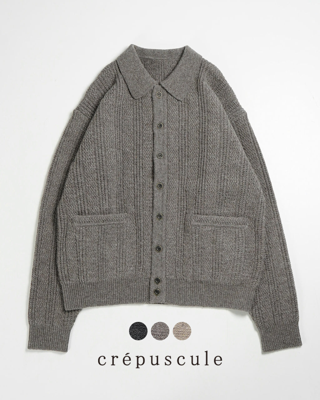 【SALE！30%OFF】crepuscule クレプスキュール カーディガン リブ パターン ポロ Rib Pattern Polo CD 2403-014【送料無料】