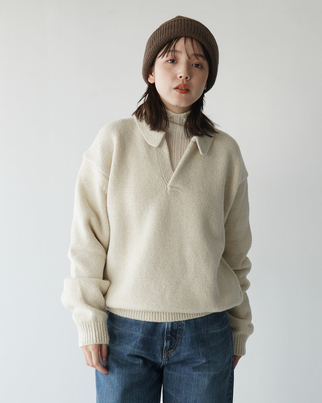 【SALE！20%OFF】crepuscule クレプスキュール ミドルゲージ スキッパー ロングスリーブ M-G Skipper L/S トップス ウールニット セーター 2403-019【送料無料】