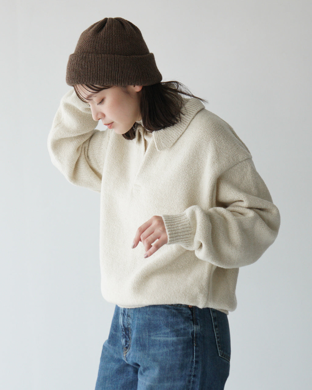 【SALE！20%OFF】crepuscule クレプスキュール ミドルゲージ スキッパー ロングスリーブ M-G Skipper L/S トップス ウールニット セーター 2403-019【送料無料】