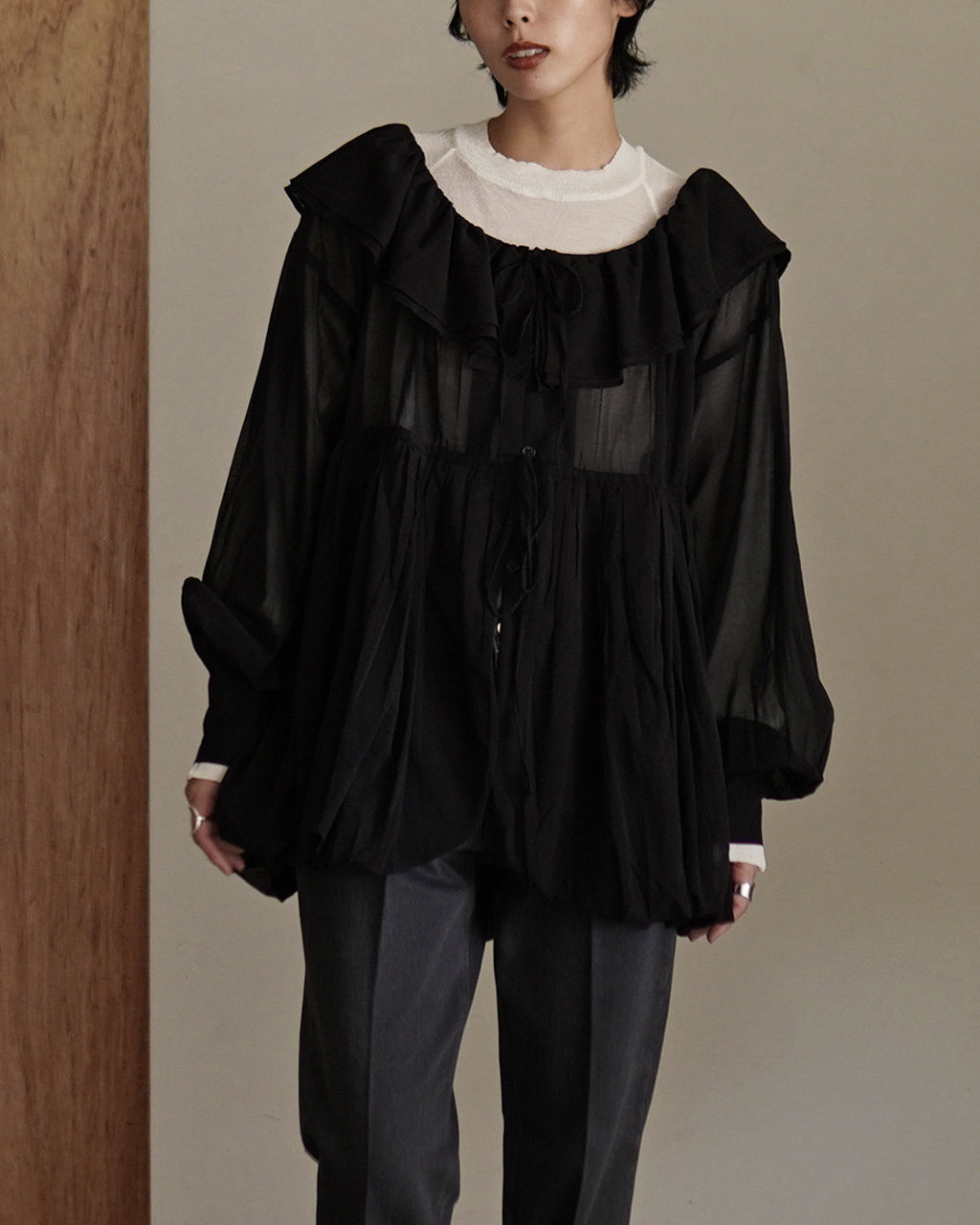 frill balloon blouse CC-4006