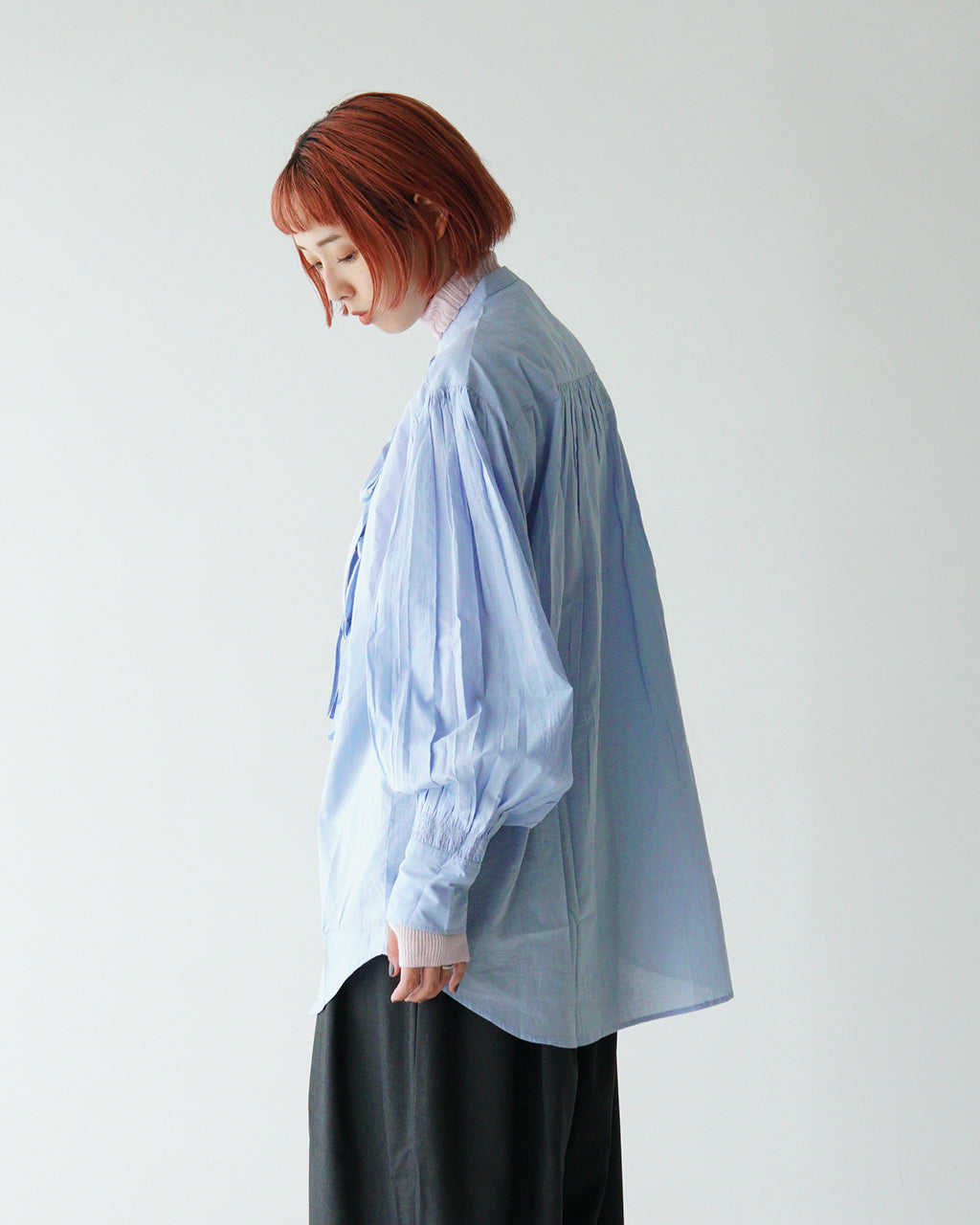 crinkle crinkle crinkle クリンクル クリンクル クリンクル リボンブラウス ギャザー シャツ RIBBON BLOUSE CC-3015【送料無料】