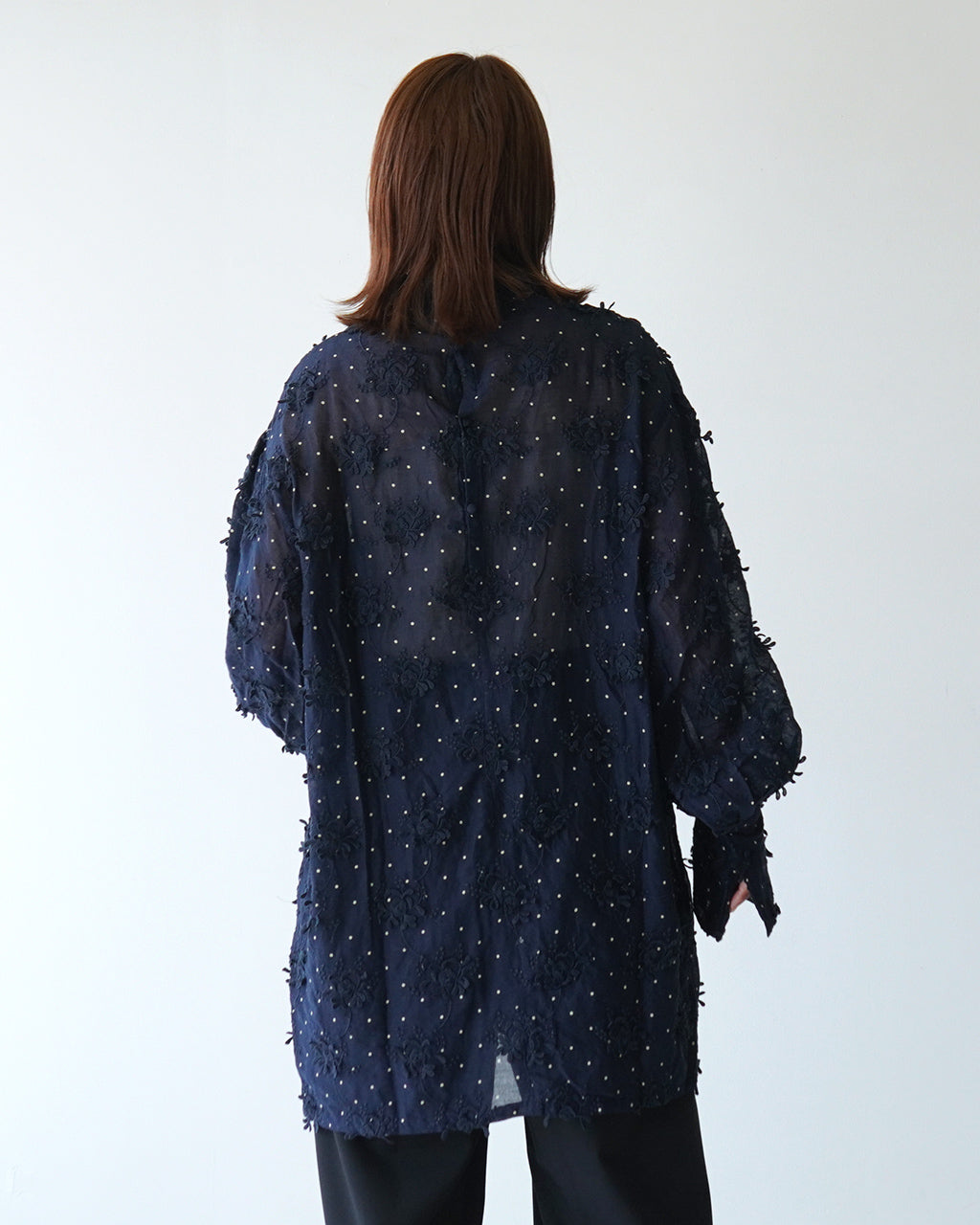 【SALE！40%OFF】crinkle crinkle crinkle クリンクル クリンクル クリンクル ブラウス ドット柄 刺繍 花柄 3D EMBROIDERY DOT LONG BLOUSE CC-3024【送料無料】