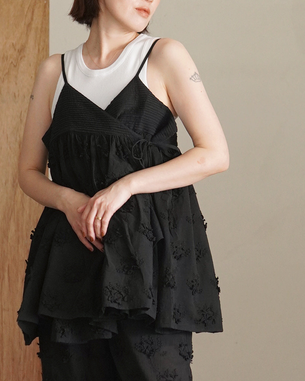 3D embroidery cache coeur camisole CC-4518