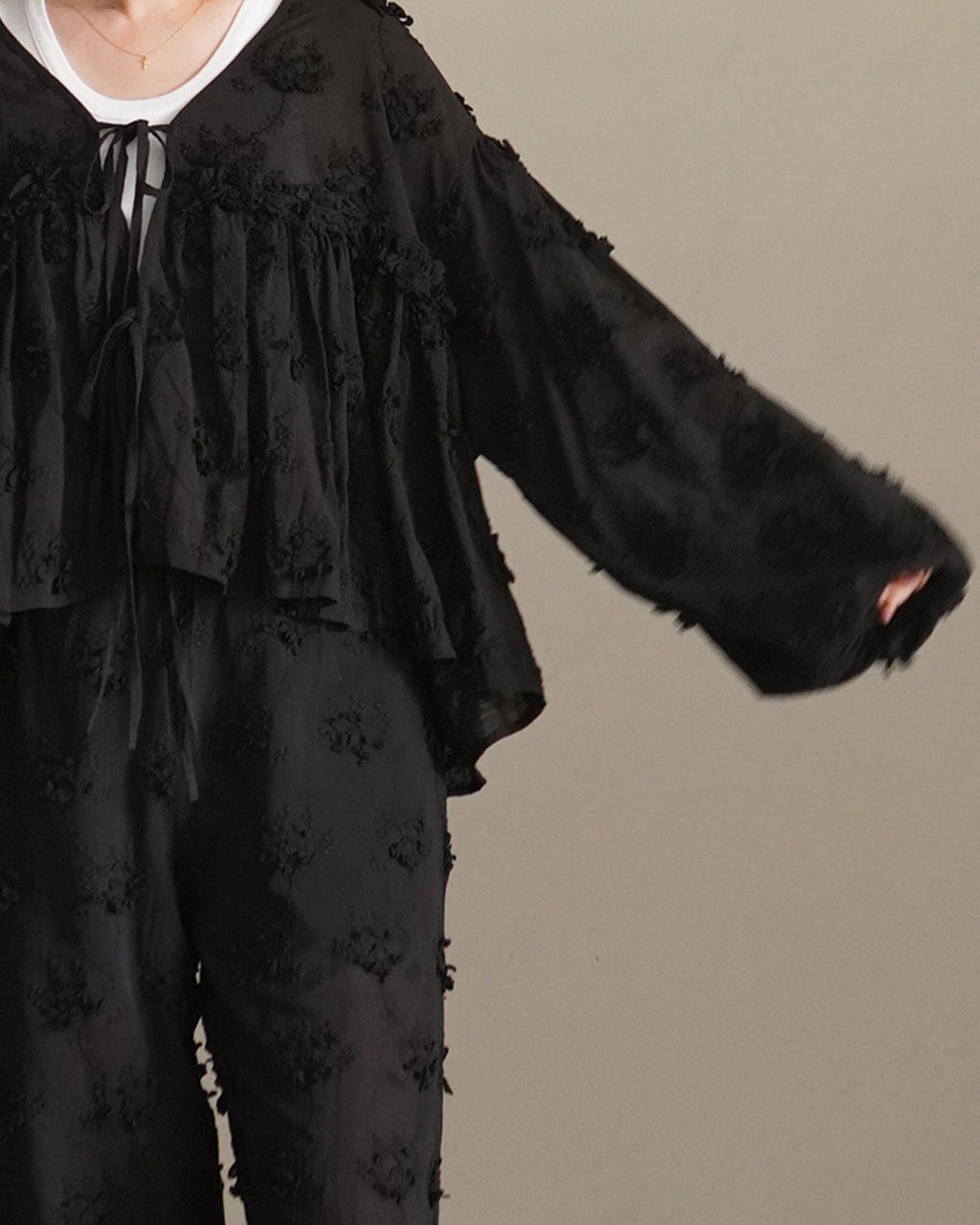 3D embroidery gather bolero CC-4517