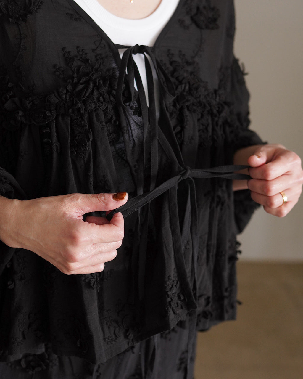 3D embroidery gather bolero CC-4517