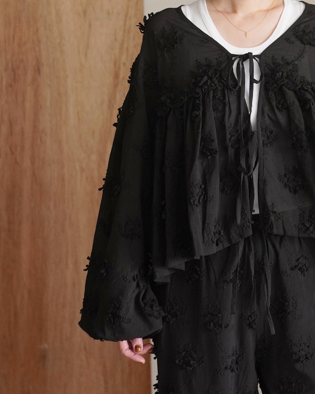 3D embroidery gather bolero CC-4517