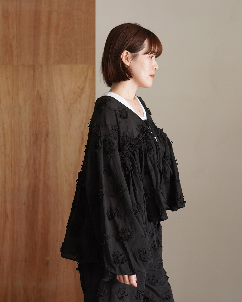 crinkle crinkle crinkle / クリンクル クリンクル クリンクル | 2024SS | 3D embroidery dot bolero ドットプリント フラワー立体刺しゅう ボレロ ブラウス | F | ブラック | レディース crinkle crinkle crinkle（クリンクル クリンクル クリンクル