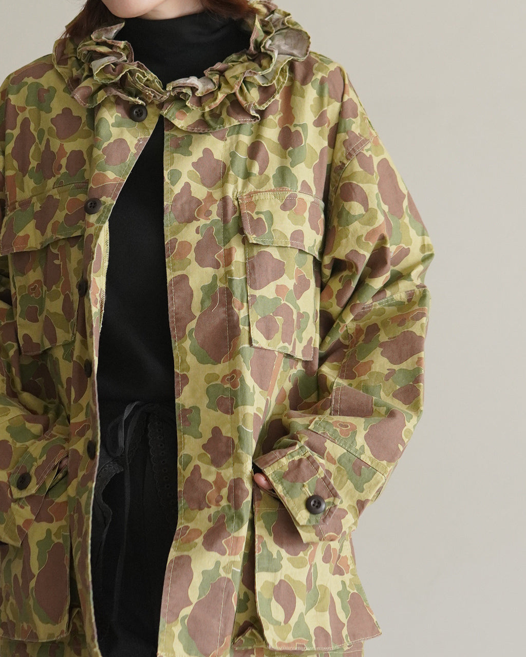 frill collar camo jacket CC-5004