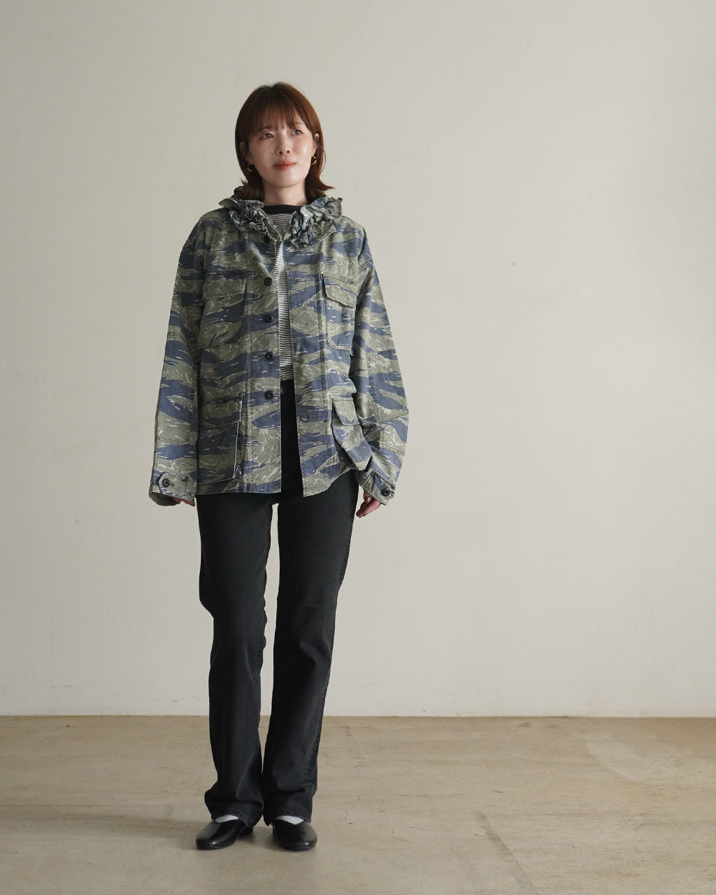 frill collar camo jacket CC-5004