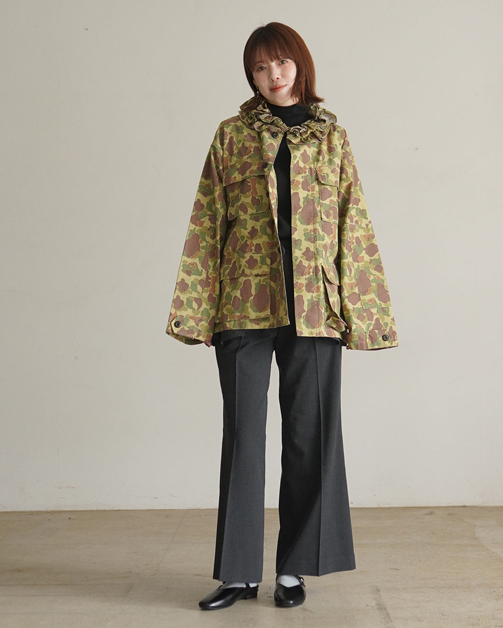 frill collar camo jacket CC-5004