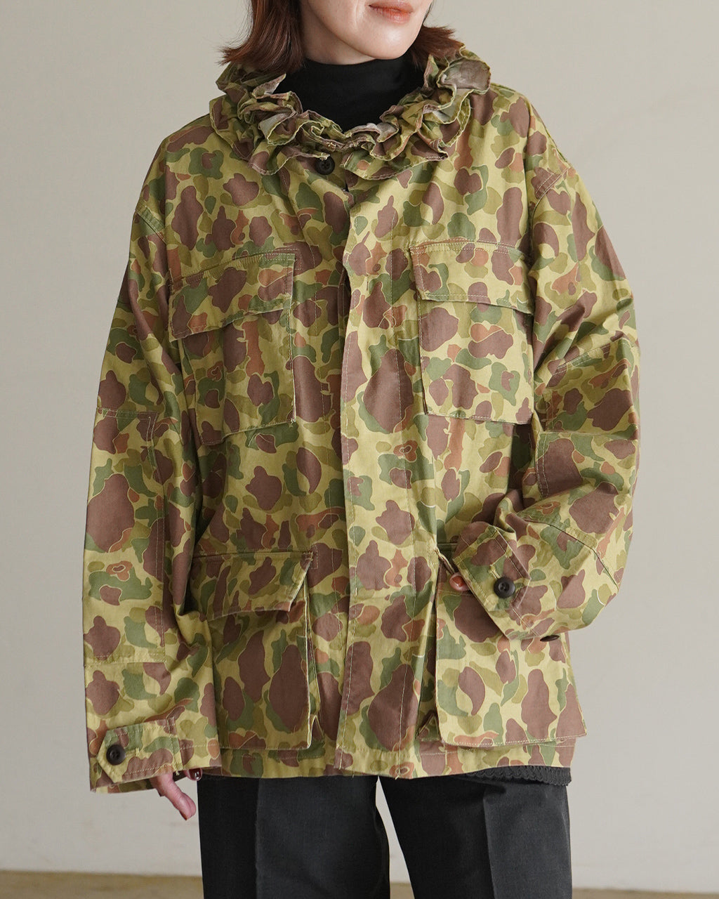 frill collar camo jacket CC-5004