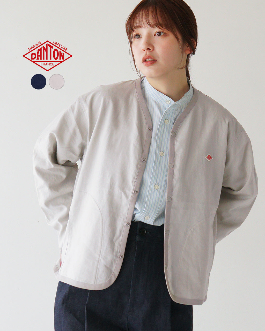 DANTON ダントン シャツカーディガン SHIRT CARDIGAN リネン ポリエステル Vネック DT-B0349 LIP 【クーポン対象外】【送料無料】