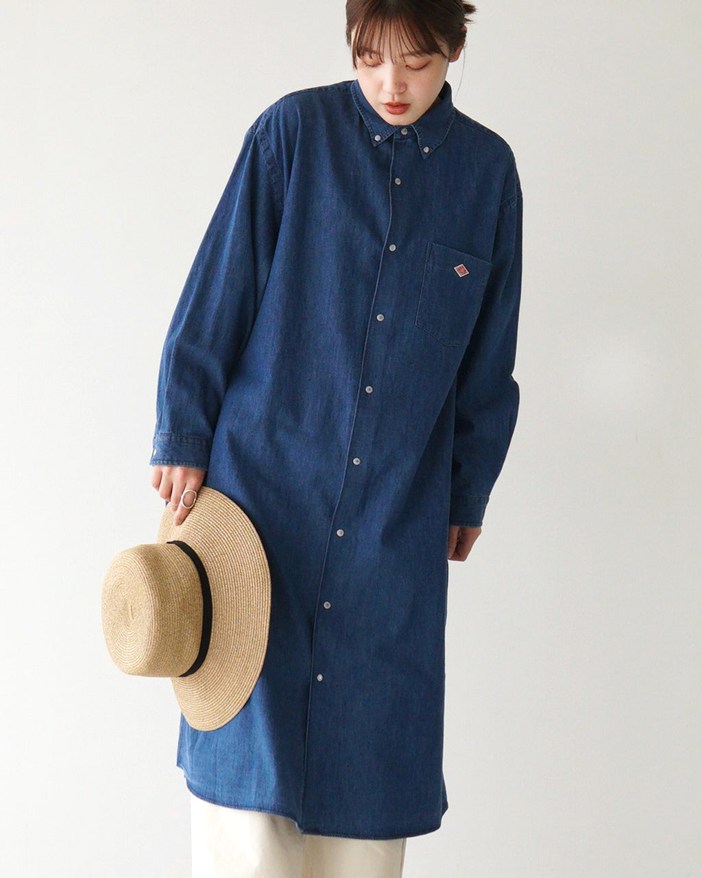 DANTON ダントン ボタンダウンシャツワンピース DENIM DUNGAREE B.D SHIRT DRESS デニム ダンガリーシャツ ドレス DT-B0294 DUG【クーポン対象外】【送料無料】