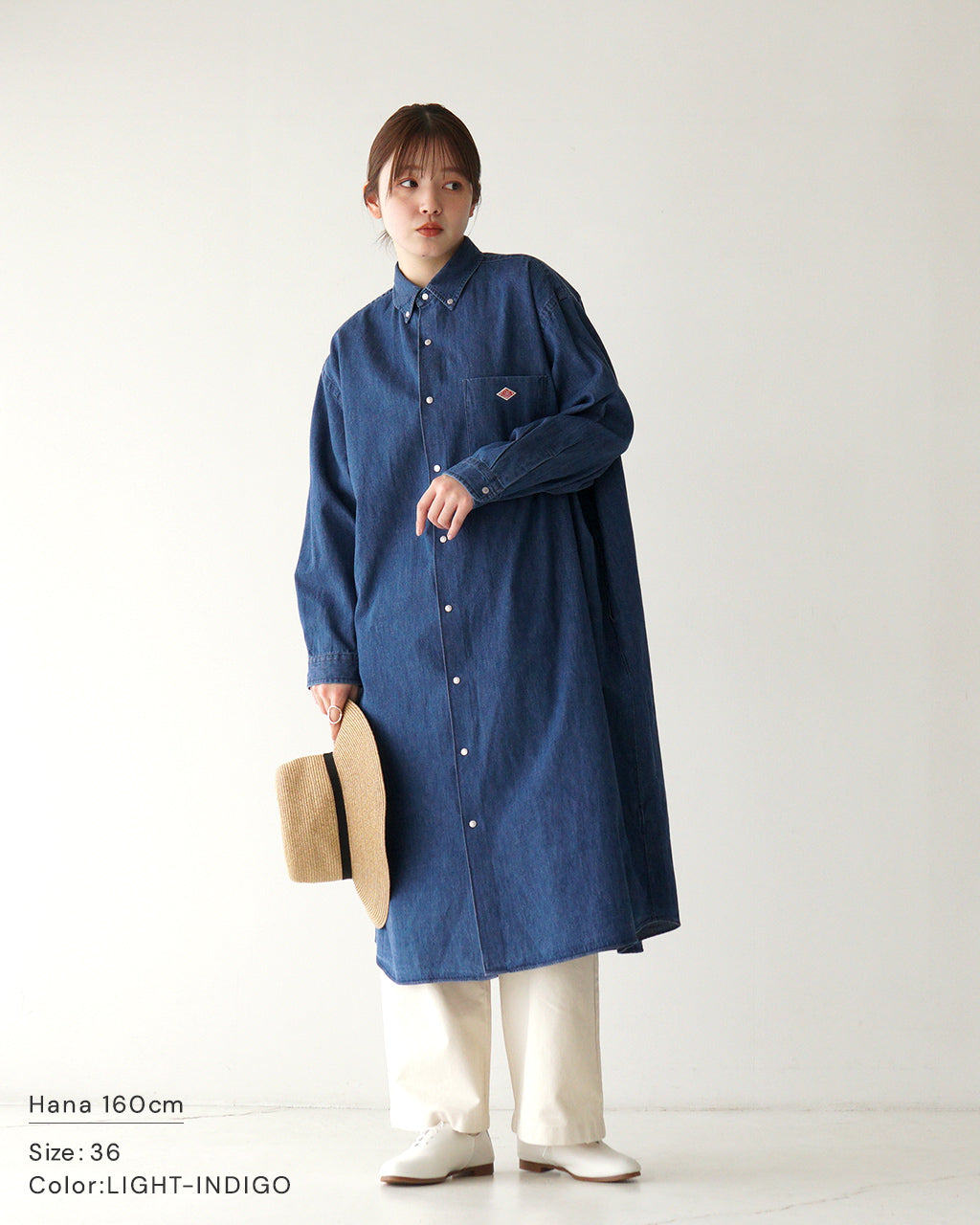 DANTON ダントン ボタンダウンシャツワンピース DENIM DUNGAREE B.D SHIRT DRESS デニム ダンガリーシャツ ドレス DT-B0294 DUG【クーポン対象外】【送料無料】