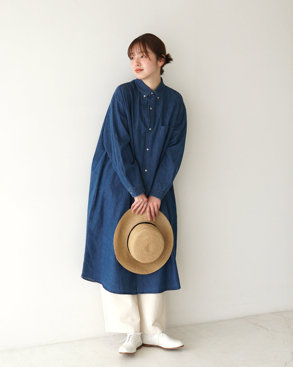 DANTON ダントン ボタンダウンシャツワンピース DENIM DUNGAREE B.D SHIRT DRESS デニム ダンガリーシャツ ドレス DT-B0294 DUG【クーポン対象外】【送料無料】