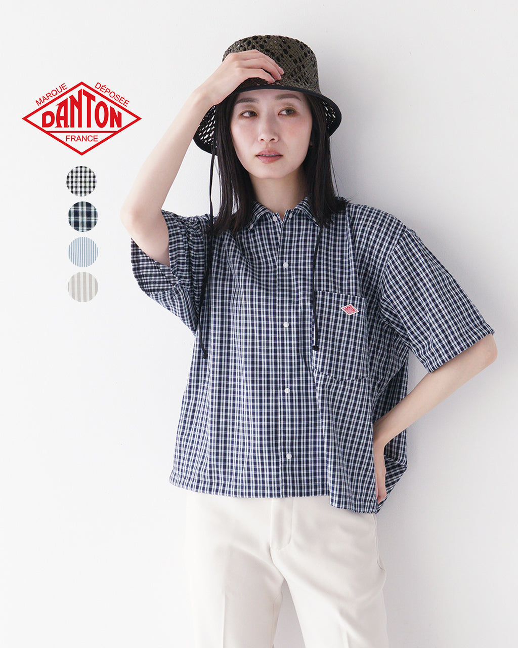 DANTON ダントン ドットボタン ボタンダウン ショートシャツ ショートスリーブ ブラウス DOT BUTTON B.D. SHORT SHIRT S/S 半袖 DT-B0336 POD【クーポン対象外】【送料無料】