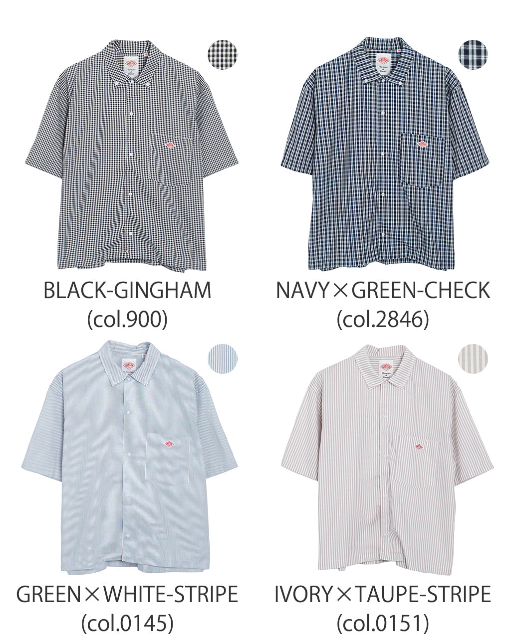 DANTON ダントン ドットボタン ボタンダウン ショートシャツ ショートスリーブ ブラウス DOT BUTTON B.D. SHORT SHIRT S/S 半袖 DT-B0336 POD【クーポン対象外】【送料無料】
