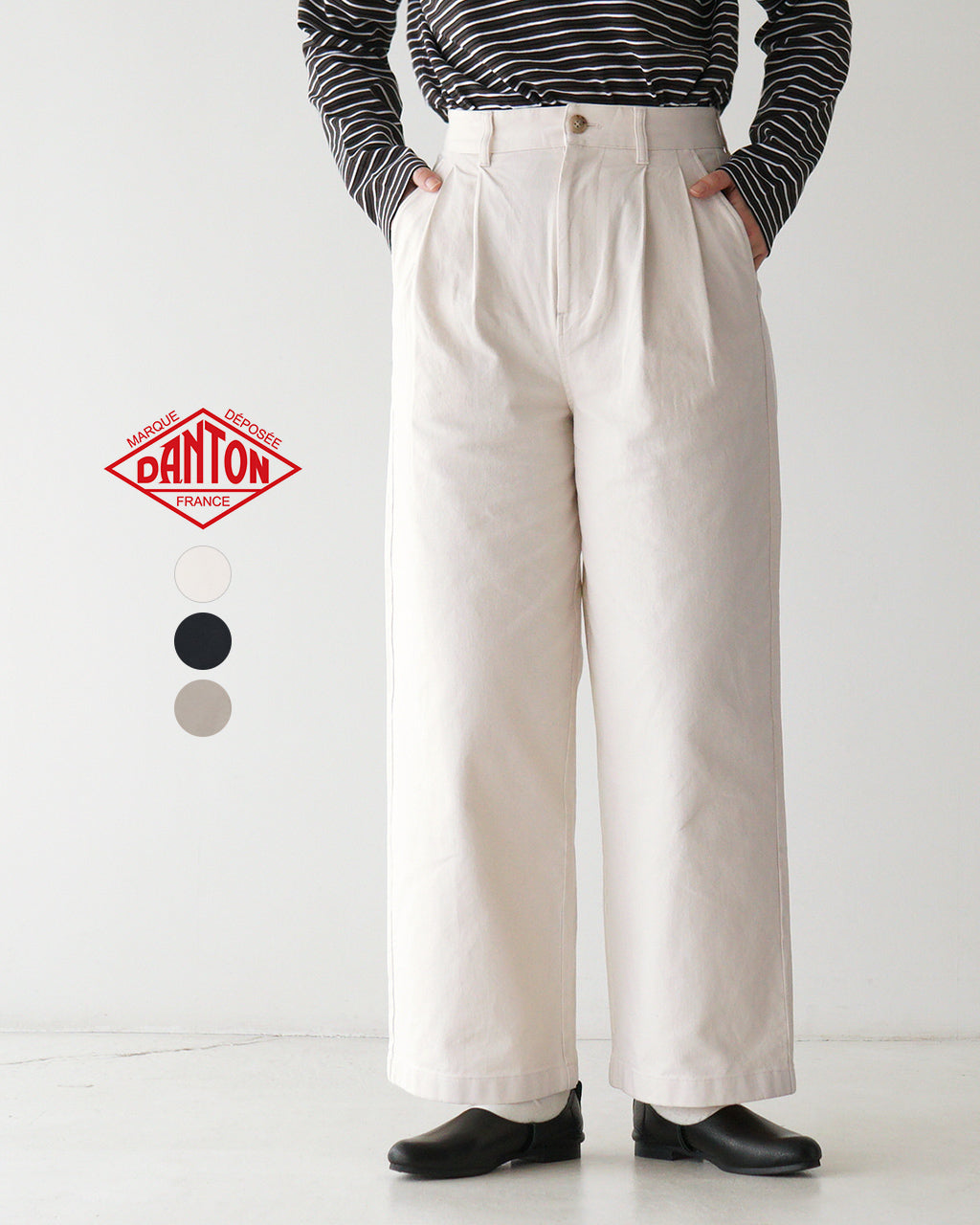 DANTON ダントン ストレッチ 2タック ワイドパンツ  STRETCH TWILL 2TUCK WIDE PANTS イージーパンツ DT-E0252 ASI【クーポン対象外】【送料無料】