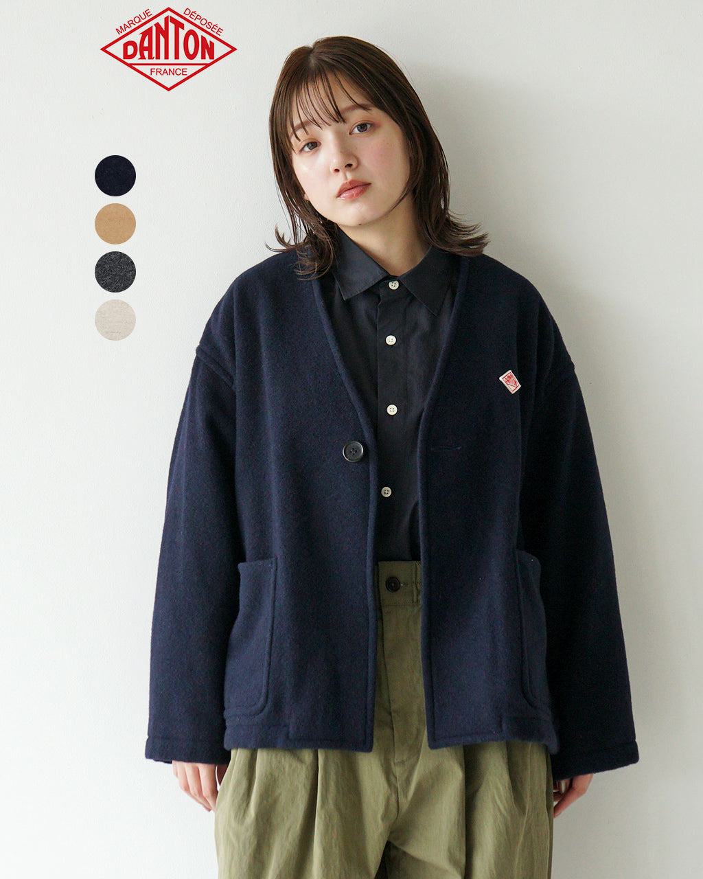 DANTON ダントン Vネックジャケット SINGLE WOOL PILE V NECK JACKET ウールパイル 軽量 DT-A0542 SWP【クーポン対象外】【送料無料】