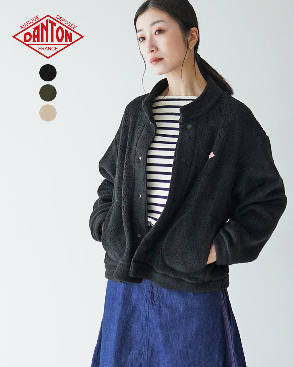 DANTON ダントン スタンドカラー カーディガン STAND COLLAR CARDIGAN ボアジャケット ショート丈 DT-A0546WFA【送料無料】