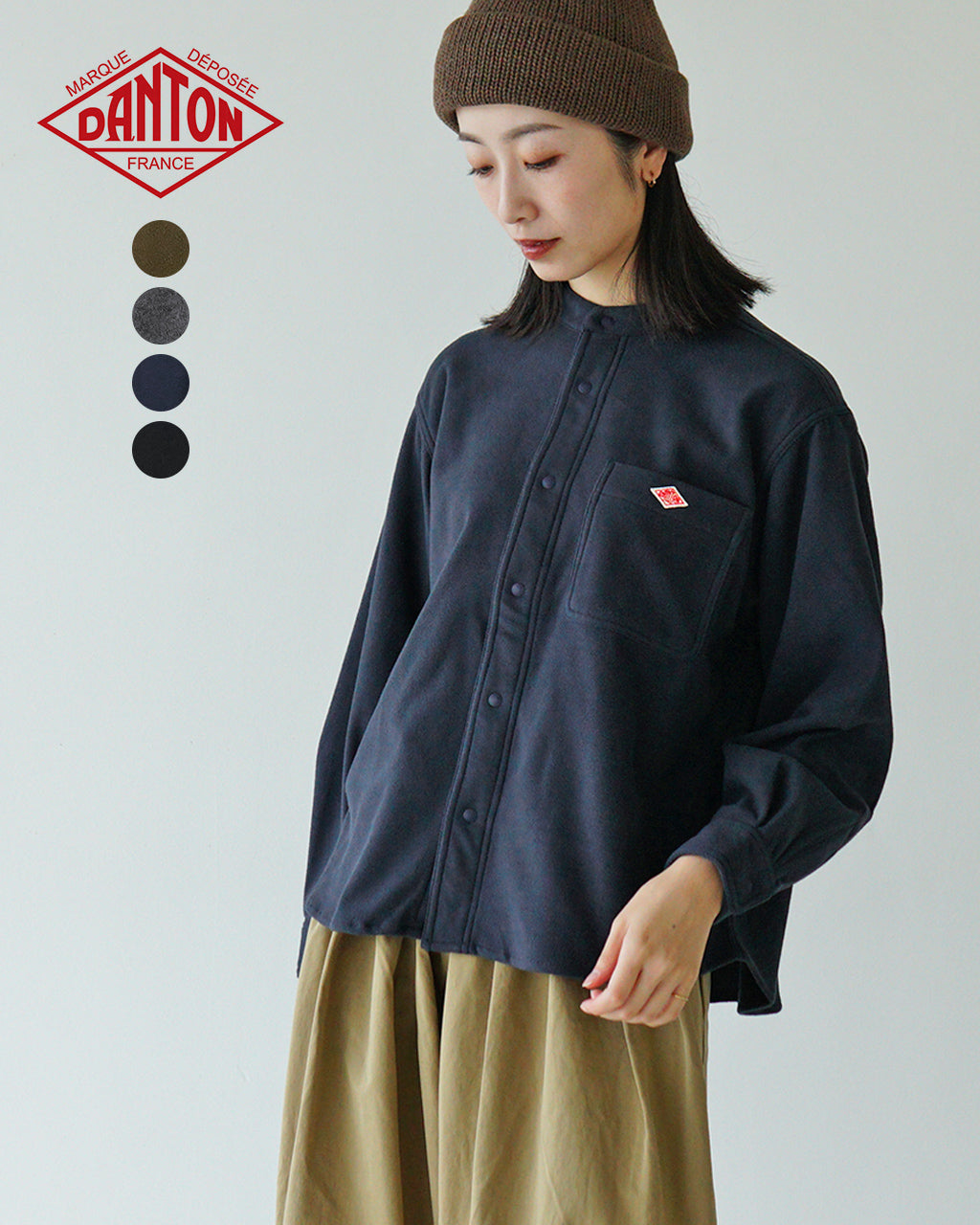 DANTON ダントン スタンドカラー カーディガン STAND COLLAR CARDIGAN ボアジャケット ショート丈 DT-A054