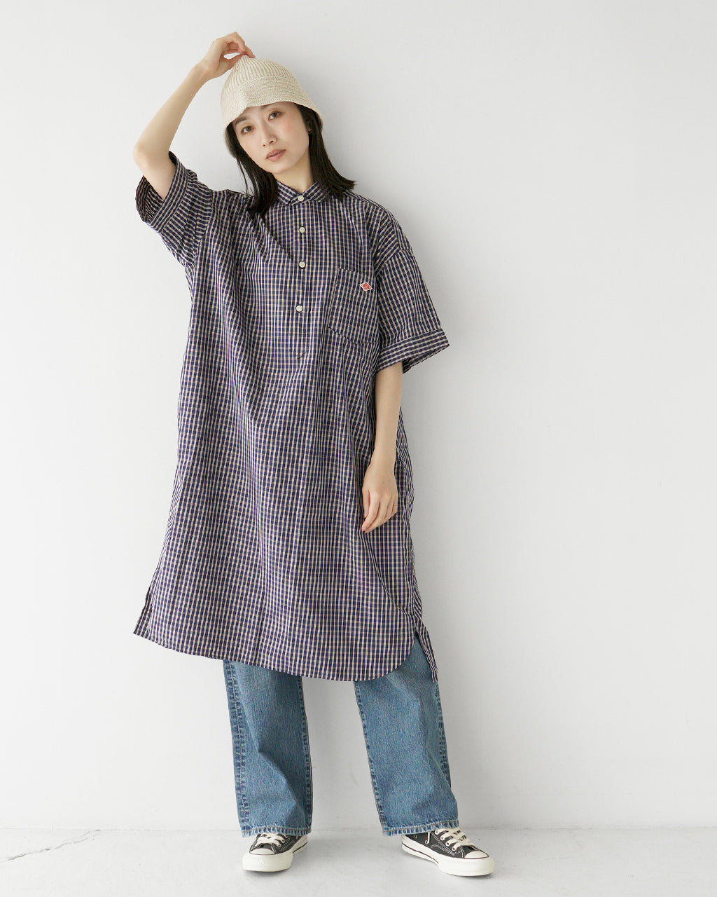 DANTON ダントン プルオーバードレス ショートスリーブ レディース P.O DRESS S/S シャツ ワンピース ギンガムチェック JD-3655 CPP【クーポン対象外】【送料無料】