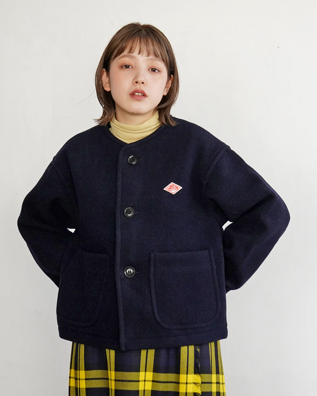 DANTON ダントン ライトパイル ウールモッサ カラーレス ジャケット COLLARLESS JACKET ショートブルゾン DT-A0013WLP【送料無料】 [★]