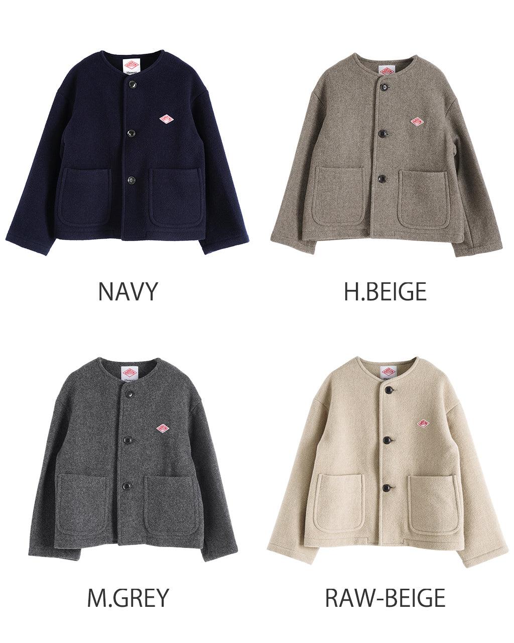 DANTON ダントン ライトパイル ウールモッサ カラーレス ジャケット COLLARLESS JACKET ショートブルゾン DT-A0013WLP【送料無料】 [★]