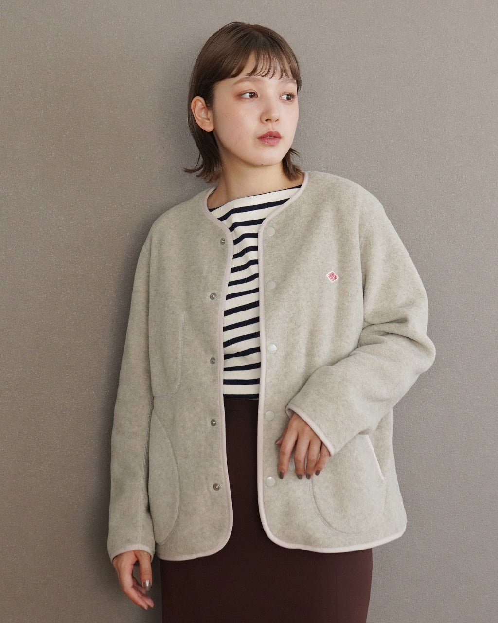 DANTON ダントン フリース カラーレス ノーカラー ジャケット カーディガン FLEECE COLLARLESS JACKET JD-8911【送料無料】 [★]