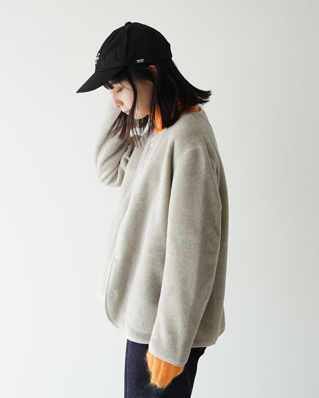 DANTON ダントン フリース カラーレス ノーカラー ジャケット カーディガン FLEECE COLLARLESS JACKET JD-