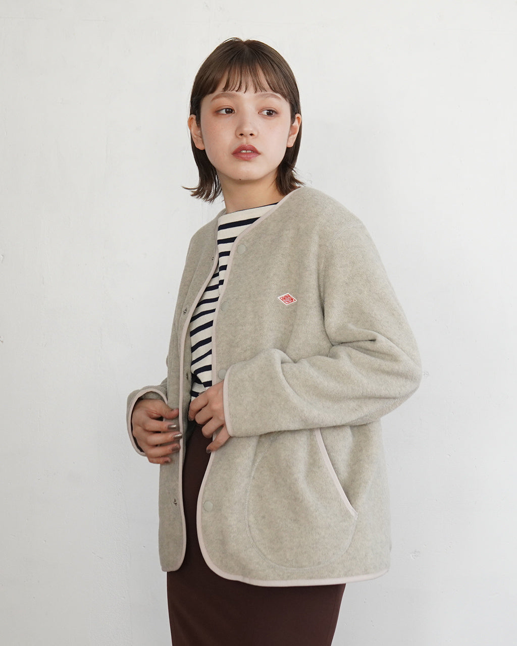 DANTON ダントン フリース カラーレス ノーカラー ジャケット カーディガン FLEECE COLLARLESS JACKET JD-8911【送料無料】 [★]