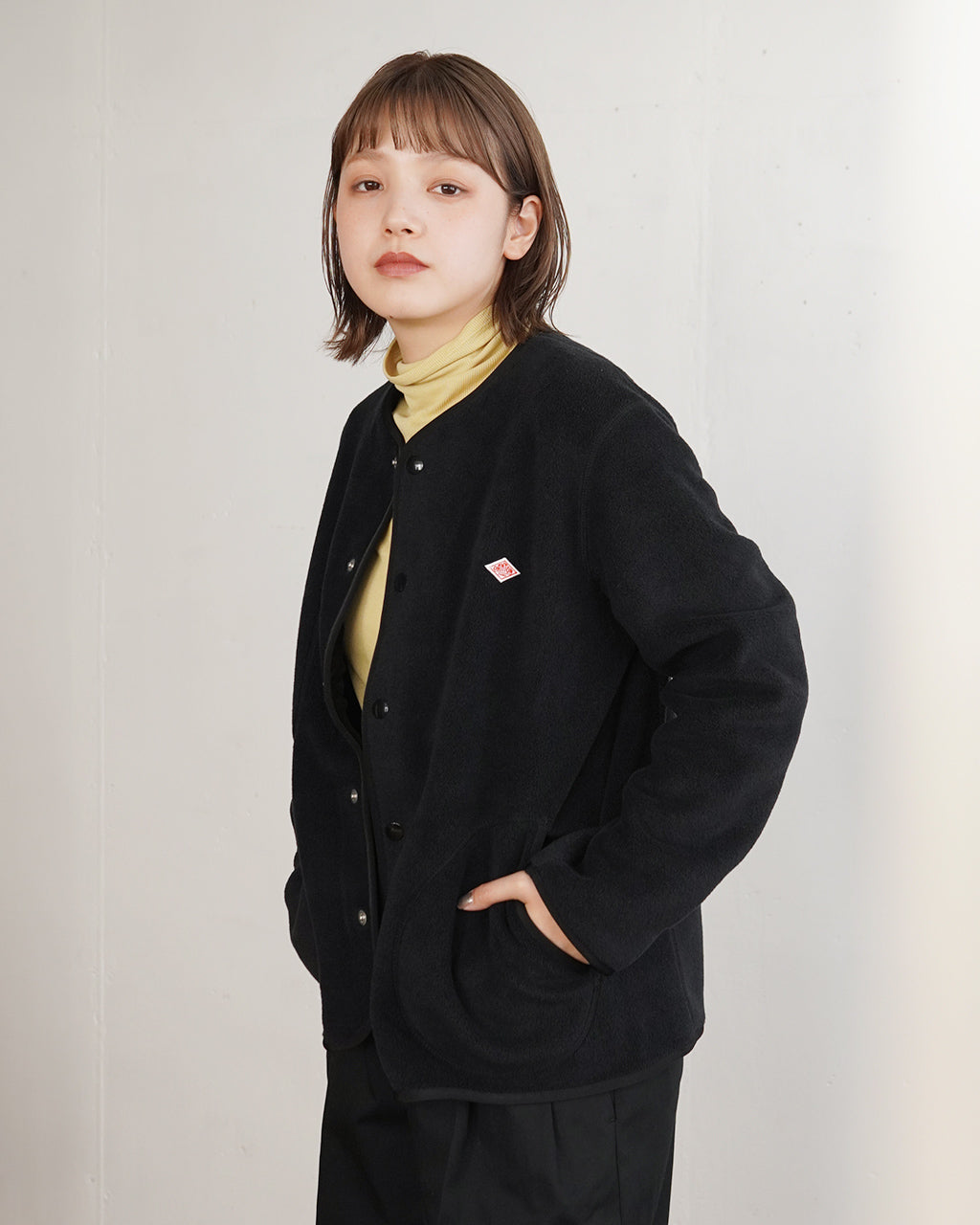 DANTON ダントン フリース カラーレス ノーカラー ジャケット カーディガン FLEECE COLLARLESS JACKET JD-