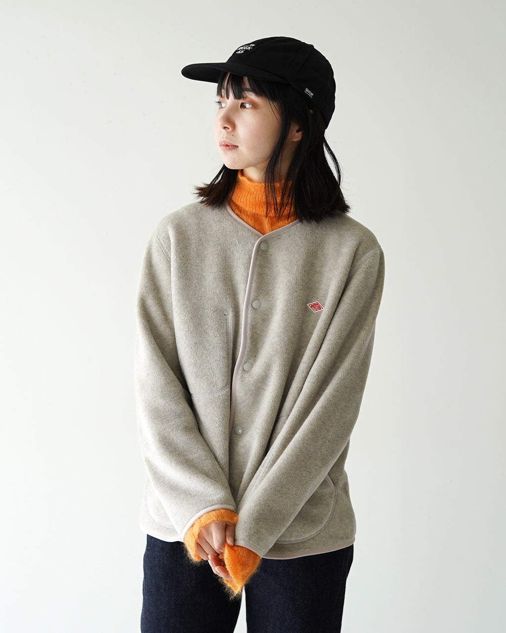 DANTON ダントン フリース カラーレス ノーカラー ジャケット カーディガン FLEECE COLLARLESS JACKET JD-