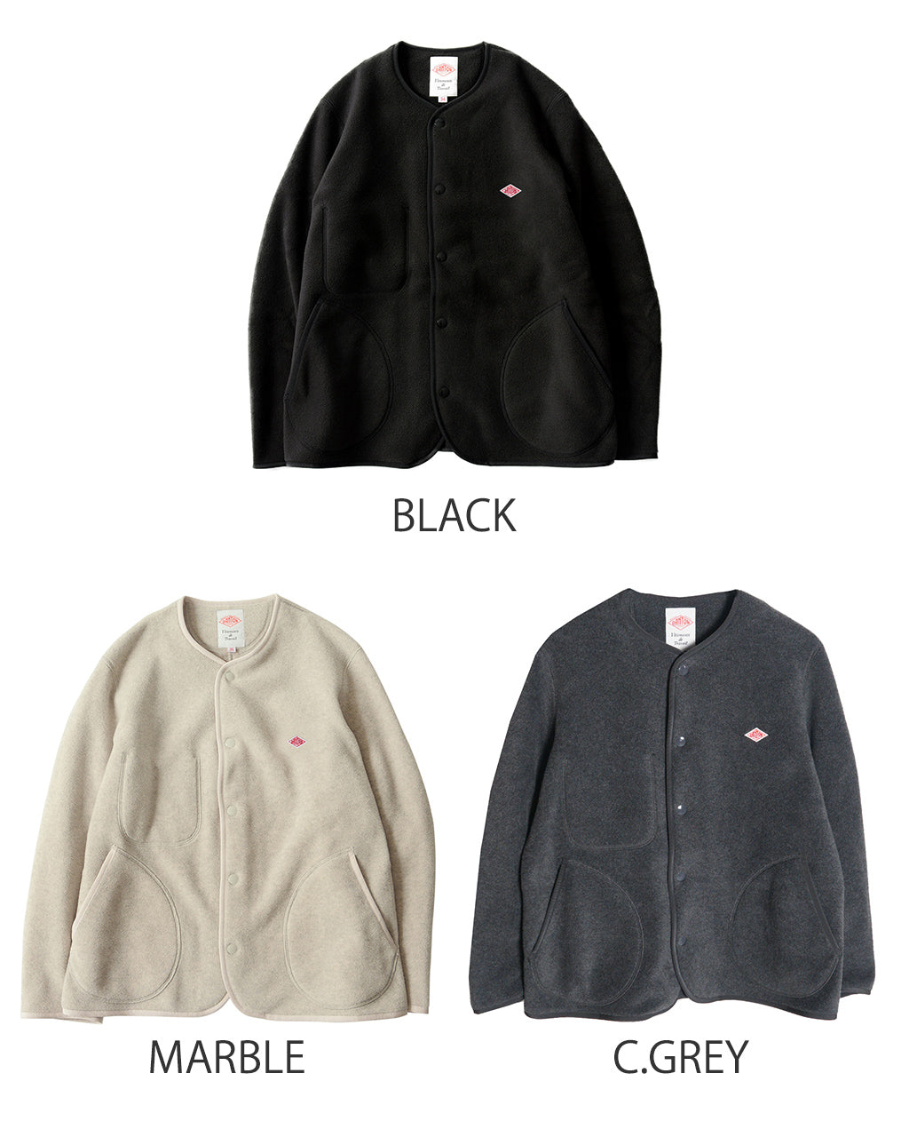 DANTON ダントン フリース カラーレス ノーカラー ジャケット カーディガン FLEECE COLLARLESS JACKET JD-8911【送料無料】 [★]