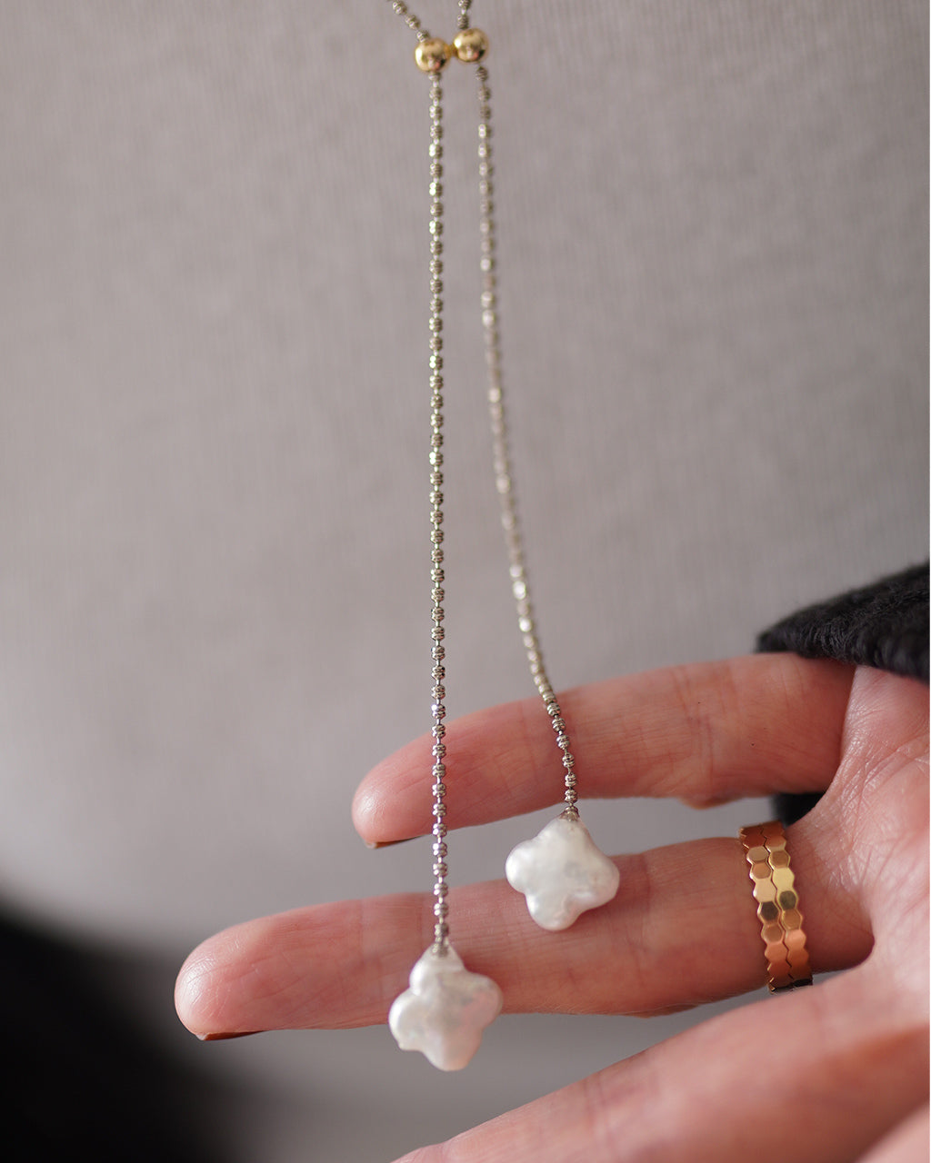 Floral Pearl Ball Chain Necklace EO26AW-25 EO26AW-26