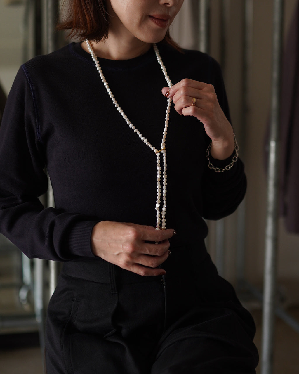 EO イオ パールオニキスネックレス レディース Pearl Onyx Necklace
