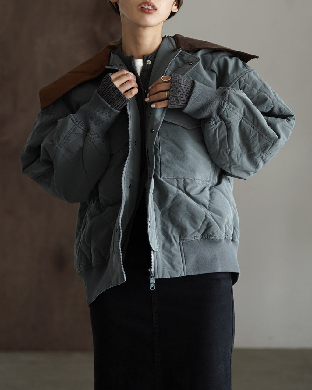 F/CE. QUILTED JACKET WITH DETACHABLE COLLAR