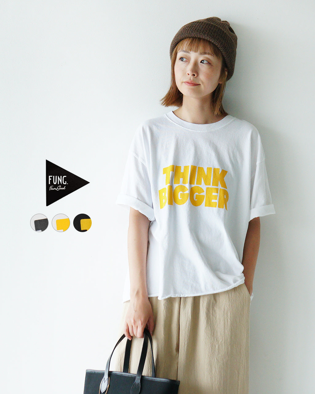 FUNG ファング プリントTシャツ シンク ビガー PRINT TEE THINK BIGGER トップス 半袖 カットソー コットン オーバーサイズ
