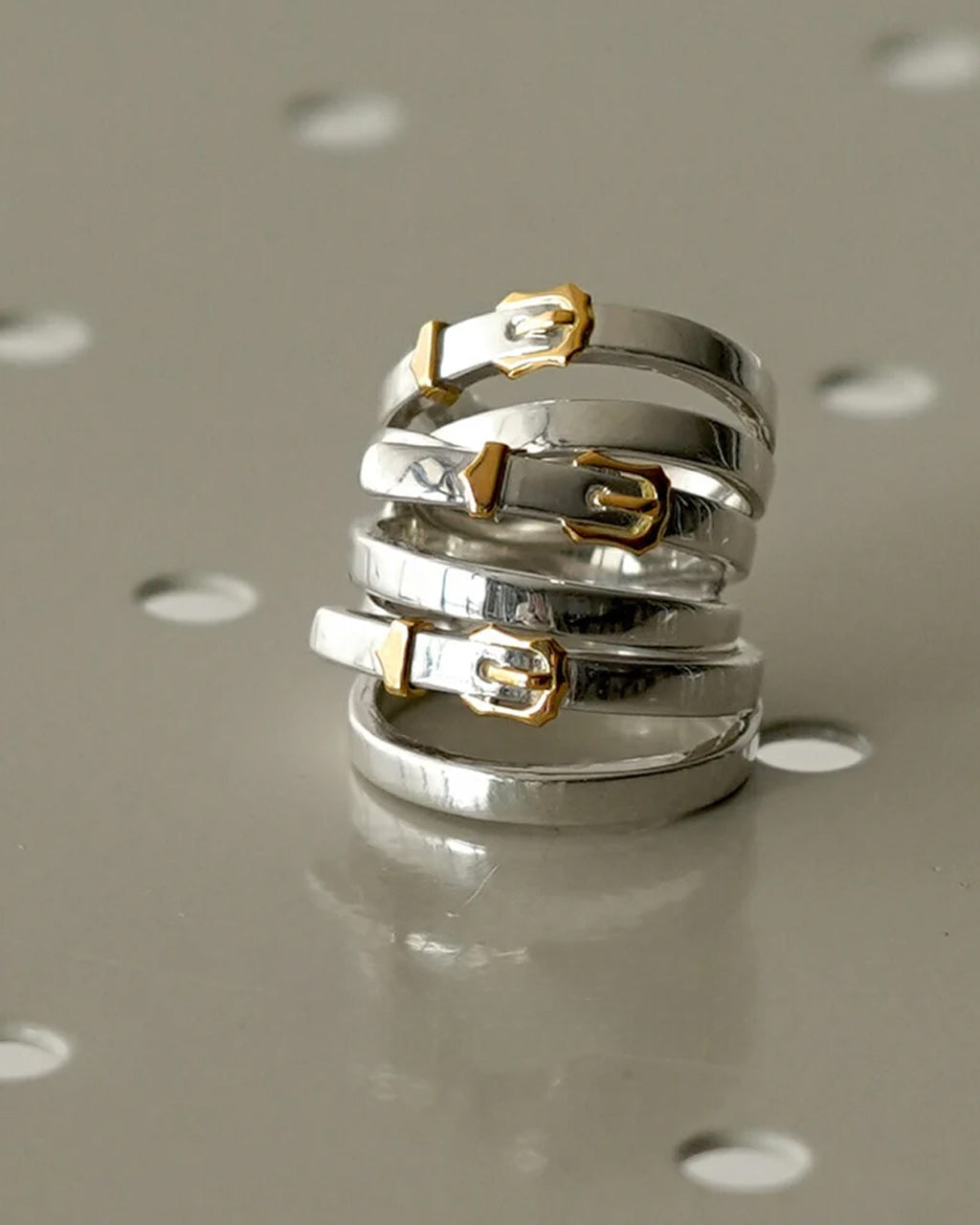 Garden of Eden 가든 오브 에덴 빅토리안 버클 더블 링 SV&amp;18K VICTORIAN BUCKLE DOUBLE RING 실버 925 골드 반지 24AW069【무료우송】 [★] 