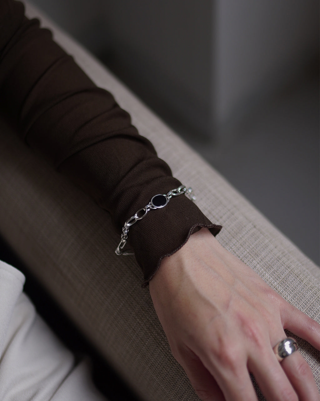 Garden of eden STONE SIGNET FIGARO TRIPLE CHAIN BRACELET/STONE(M) ED25AW-093