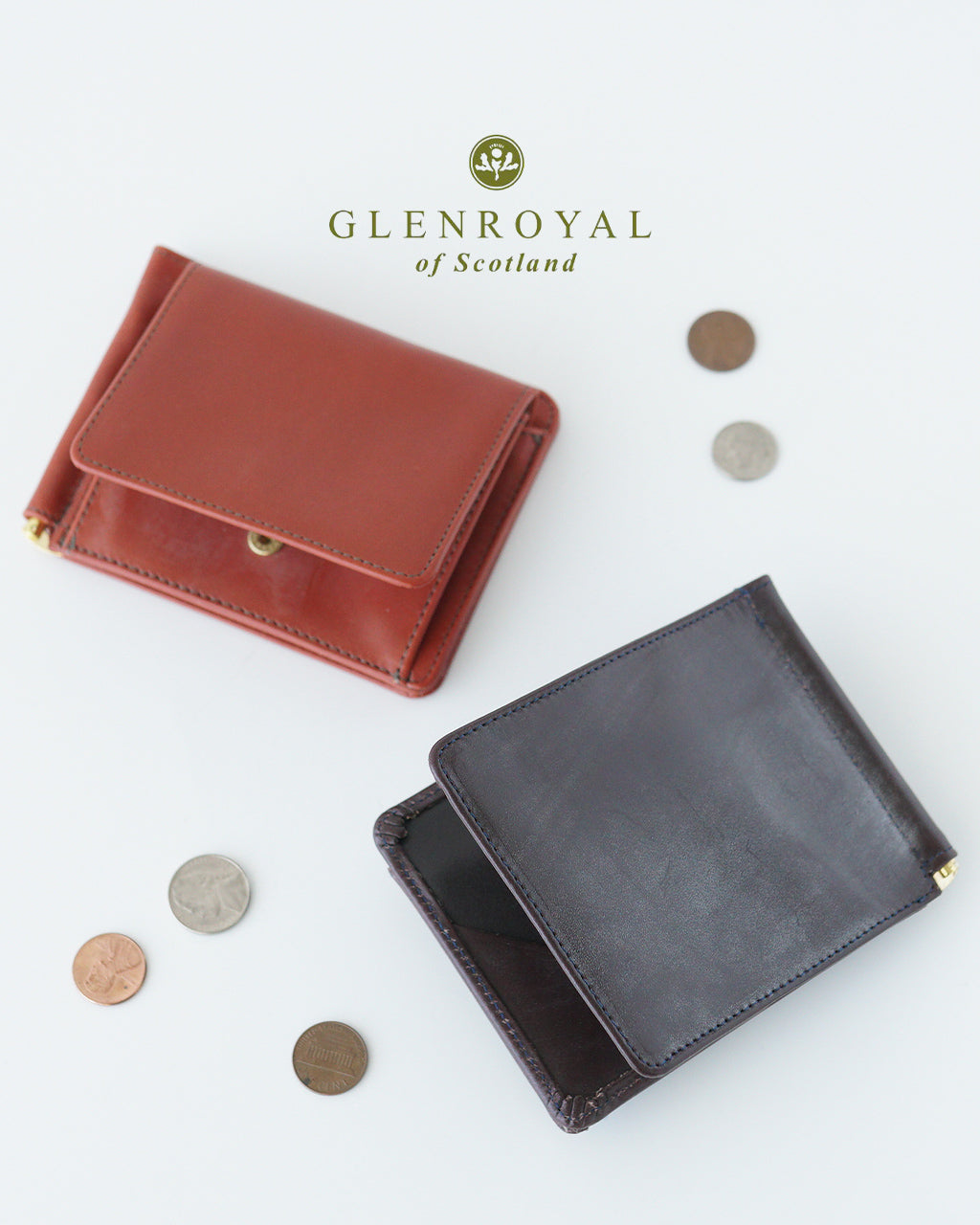 【アウトレット！30%OFF】GLENROYAL グレンロイヤル マネークリップ MONEY CLIP WITH COIN POCKET 小銭入れ付き 財布 03-6164【送料無料】