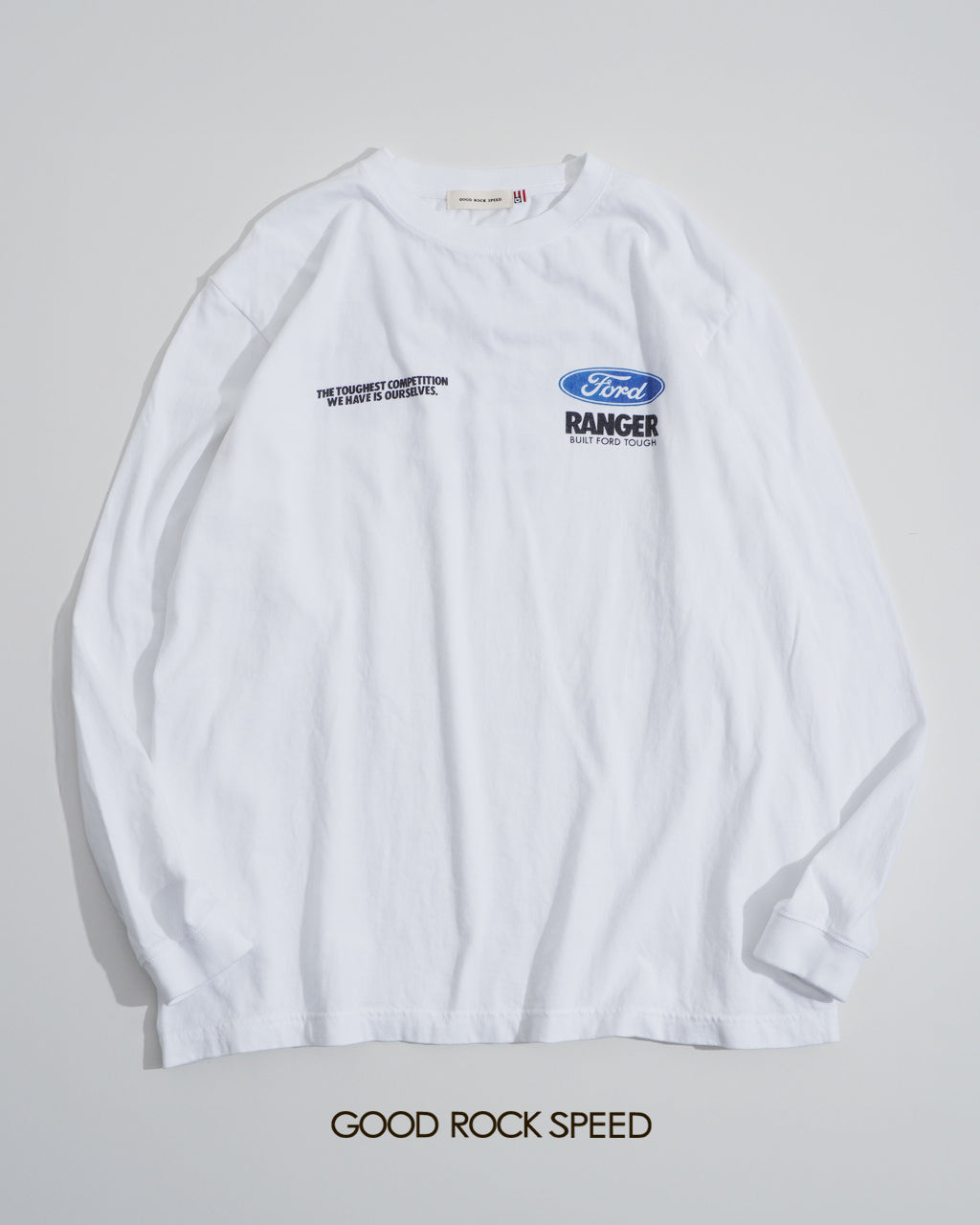 ＼早得24時間限定ポイント10倍／GOOD ROCK SPEED グッドロックスピード フォード FORD Tシャツ 長袖 カットソー ホワイト 白 ヴィンテージ風 ロゴプリント 綿100％ ゆったり 25FOD001W