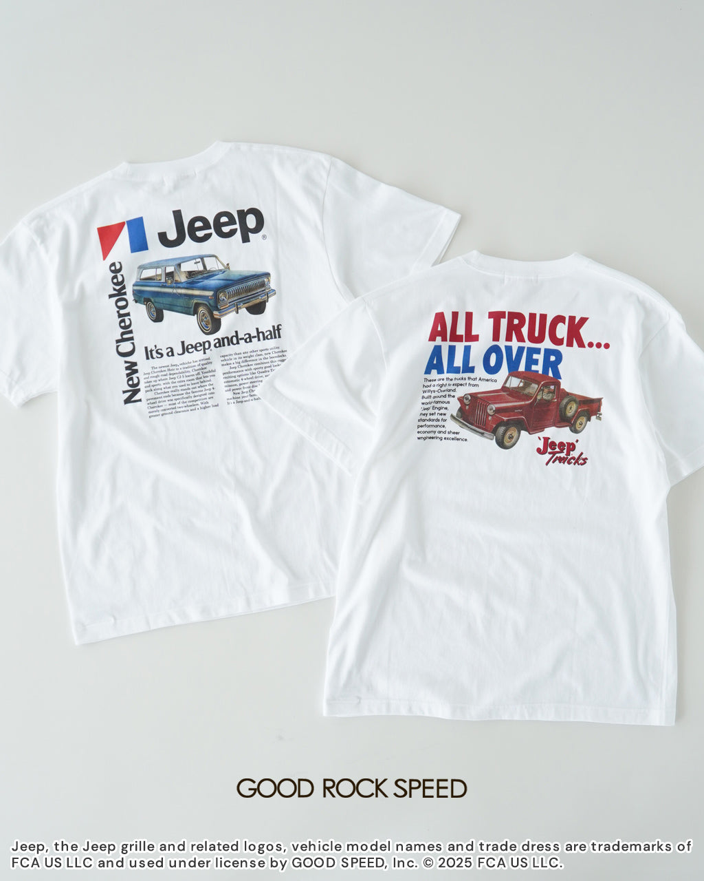 GOOD ROCK SPEED グッドロックスピード Jeep 半袖Tシャツ ジープ ""ALL TRUCK"" ""New Cherokee"" バックプリントT ロゴT カットソー 25JEP102W 25JEP103W