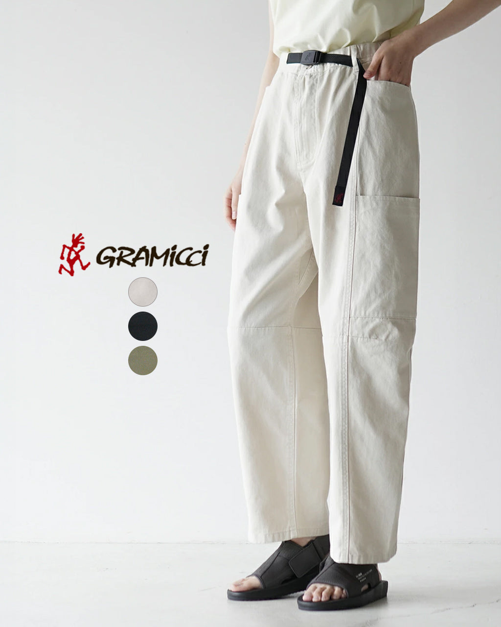 GRAMICCI グラミチ ウィヴォヤジャーパンツ W'S VOYAGER PANT イージーパンツ ウェビングベルト オフホワイト ブラック グリーン 製品染め カーゴパンツライク ツイル G2SW-P090 【クーポン対象外】【送料無料】