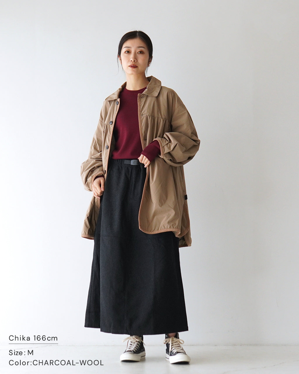 【SALE！30%OFF】GRAMICCI グラミチ ウール ロングスカート  WOOL PANELED SKIRT ウェビングベルト Aライン イージースカート G4FW-SK091