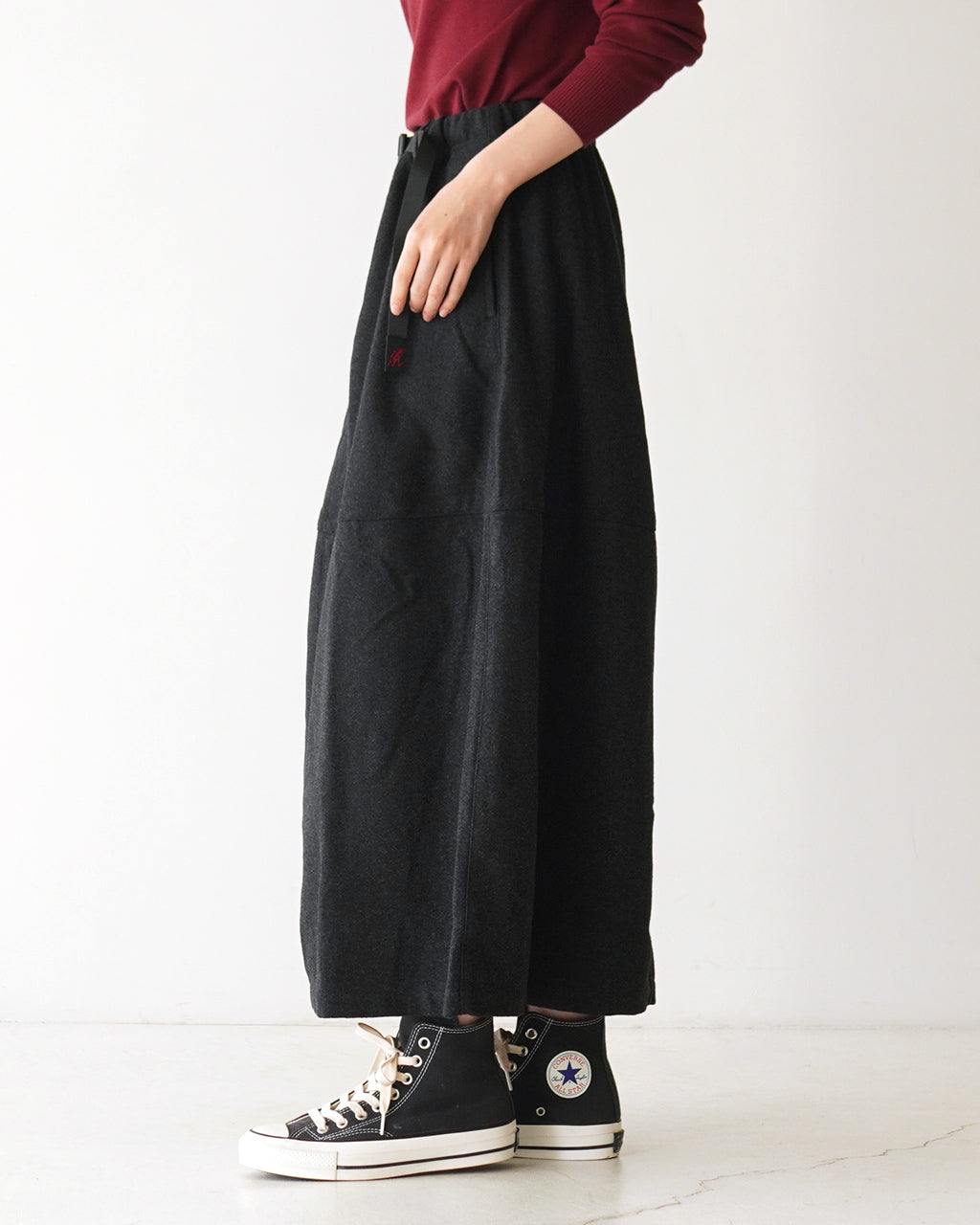 【SALE！30%OFF】GRAMICCI グラミチ ウール ロングスカート  WOOL PANELED SKIRT ウェビングベルト Aライン イージースカート G4FW-SK091