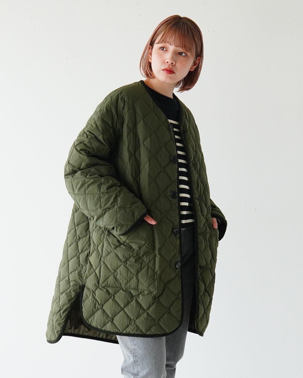 【先行予約：2024年10月下旬頃入荷予定】Gymphlex ジムフレックス キルティング ダウン カラーレス コート QUILT DOWN  COLLARLESS COAT GY-A0056NYM【送料無料】【クーポン対象外】