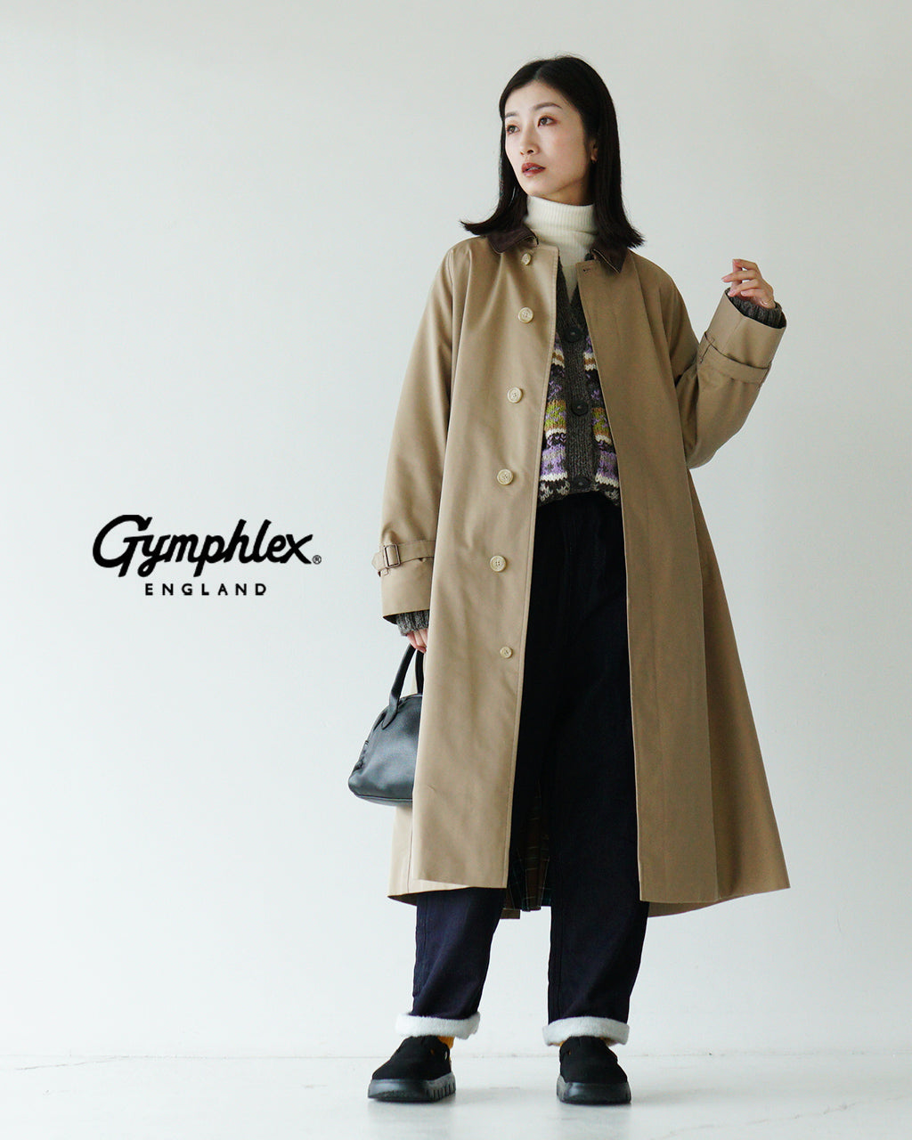 【SALE！20%OFF】Gymphlex ジムフレックス トレンチコート ベルテッド バルマカーンコート ステンカラー GY-A0571 SYR 1014【送料無料】