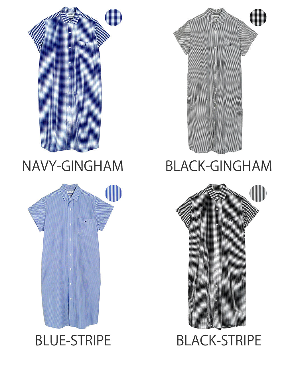 【先行予約：2025年4月上旬頃入荷予定】Gymphlex ジムフレックス シャツワンピース REGULAR COLLAR SHIRT DRESS レギュラーカラー 半袖 GY-B0243MGG GY-B0243MGS【クーポン対象外】【送料無料】