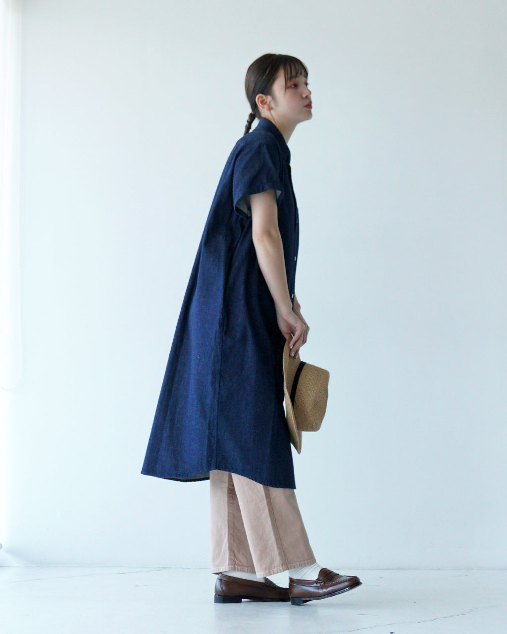 【先行予約：2025年4月上旬頃入荷予定】Gymphlex ジムフレックス デニム シャツワンピース REGULAR COLLAR SHIRT DRESS レギュラーカラー 半袖 GY-B0243SDM【クーポン対象外】【送料無料】